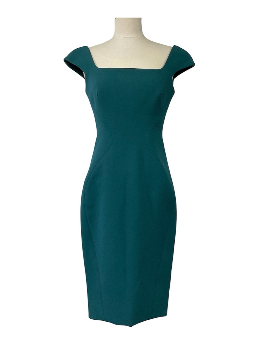 Zac Posen Teal Sheath Dress in size 2 features a sleek knee
